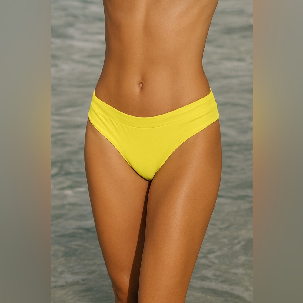 New! Abysse Free People‎ Malia Bikini Bottom in yellow, size M